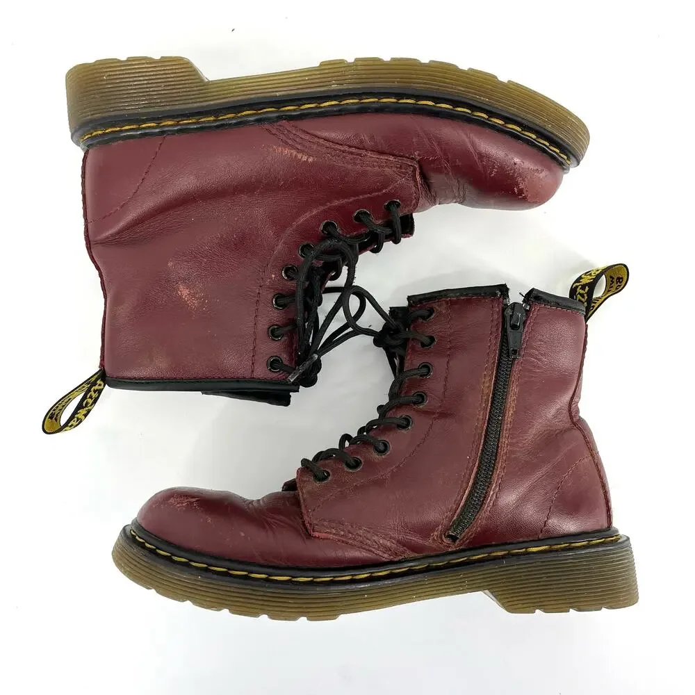 Dr‎ Martens red maroon burgundy 1460 junior lace up boots (US3)